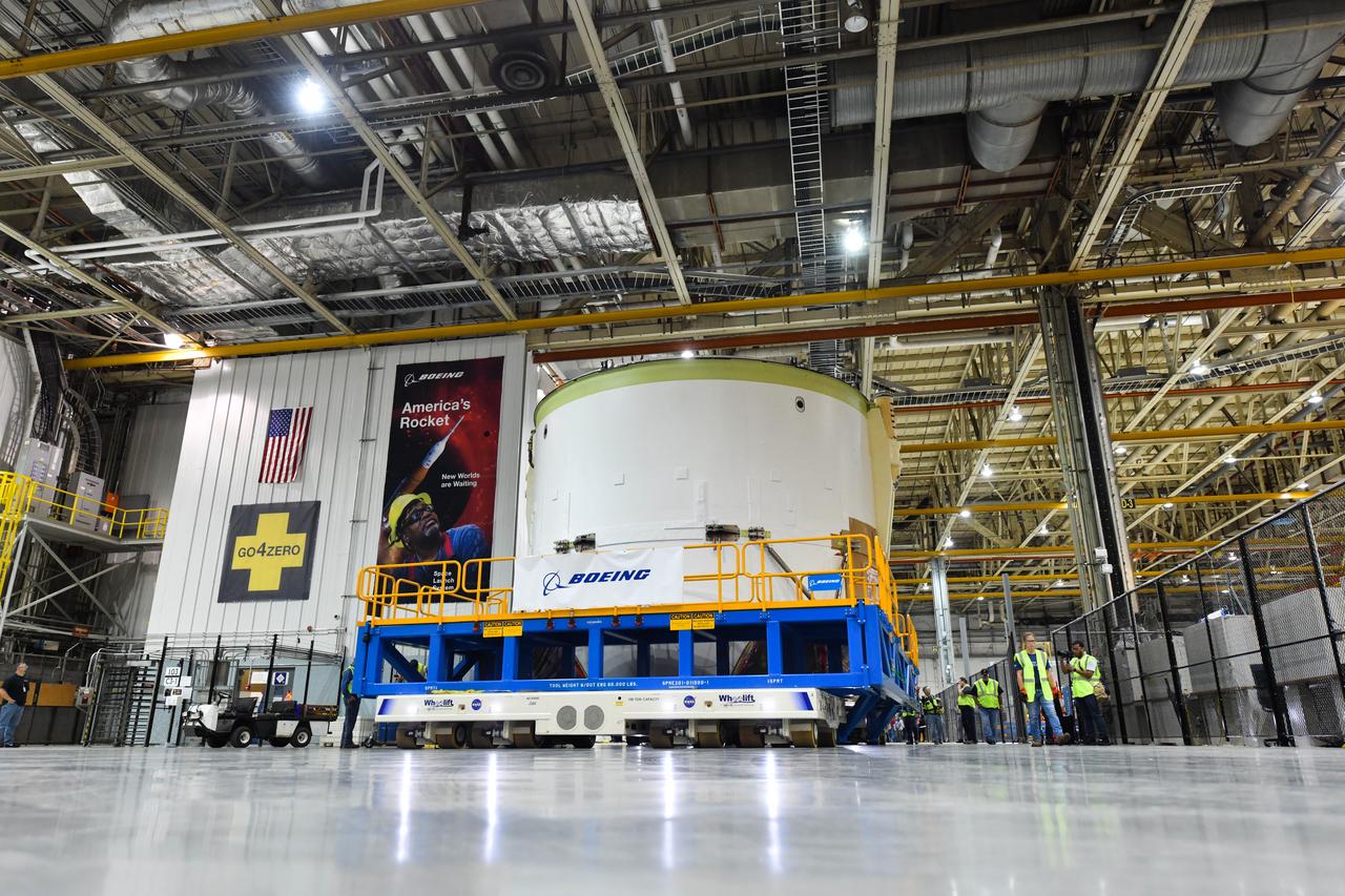 Technicians at NASA’s Michoud Assembly Facility in New Orleans moved the engine section for NASA’s Space Launch System (SLS) rocket to another part of the facility on Sept. 3 to prepare it for joining to the rest of the rocket’s core stage. The engine section, which comprises the lowest portion of the 212-foot-tall stage, is the last major component to be horizontally integrated to the core stage. Michoud crews completed assembly on the flight hardware that will be used for Artemis I, the first lunar mission of SLS and NASA’s Orion spacecraft, on Aug. 29. NASA and Boeing engineers removed the scaffolding surrounding the hardware to use a special tool to properly position the engine section for its attachment to the rest of the stage. The core stage’s two liquid propellant tanks and four RS-25 engines will produce more than 2 million pounds of thrust to send the SLS rocket and Orion on the Artemis lunar missions. The engine section houses the four RS-25 engines and includes vital systems for mounting, controlling and delivering fuel form the propellant tanks to the rocket’s engines.  Offering more payload mass, volume capability and energy to speed missions through space, the SLS rocket, along with NASA’s Gateway in lunar orbit and Orion, is part of NASA’s backbone for deep space exploration and the Artemis lunar program. No other rocket is capable of carrying astronauts in Orion around the Moon in a single mission.